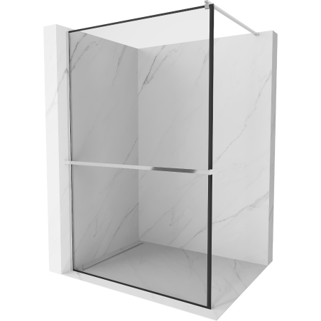 Mexen Kioto+ sprchová zástěna s poličkou Walk-in 70 x 200 cm, černý rám, chrom - 800-070-121-01-70