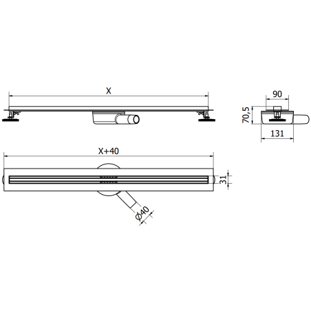 Mexen Flat 360° Slim otočný liniový odtok 160 cm, růžové zlato - 1641160