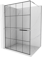 Mexen Kioto+ sprchová stěna s poličkou Walk-in 130 x 200 cm, černá mřížka, chrom - 800-130-121-01-77