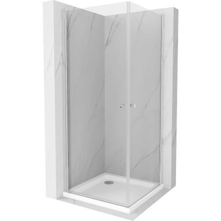 Mexen Pretoria Duo sprchová kabina otočná 80 x 80 cm, transparentní, chrom + vanička Flat - 852-080-080-01-02-4010