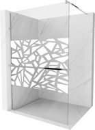Mexen Kioto+ sprchová stěna s policí Walk-in 120 x 200 cm, bílý vzor, chrom - 800-120-121-01-85