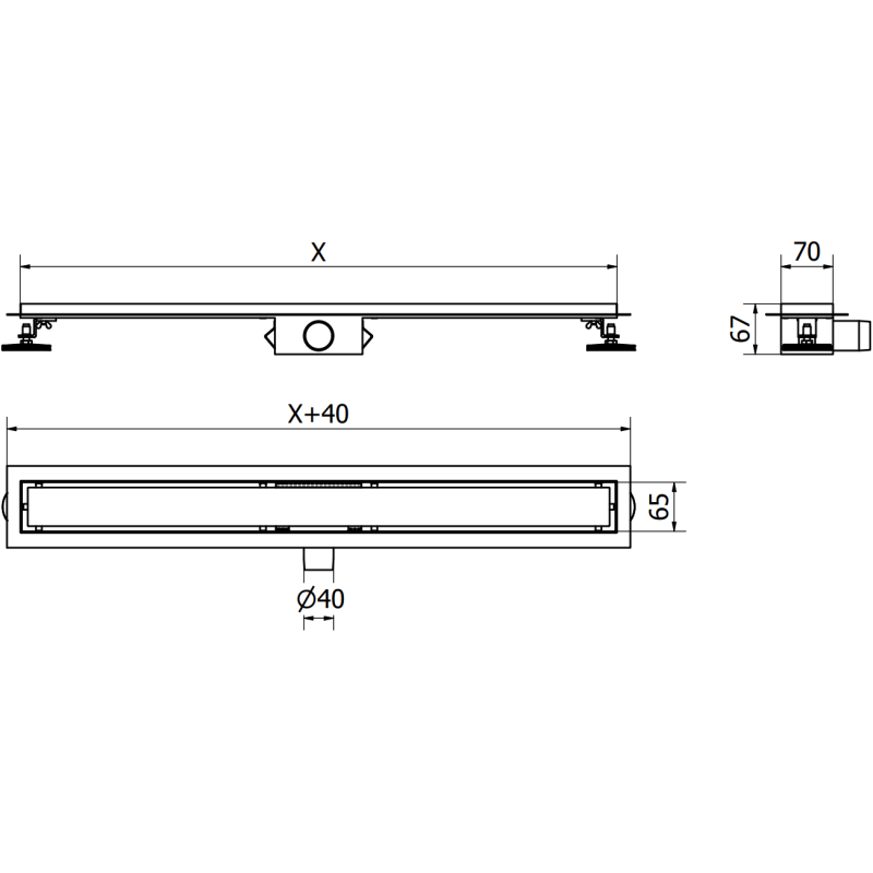 Mexen Flat korpus pro liniový odtok 100 cm, gun gray kartáčovaný - 1E15100