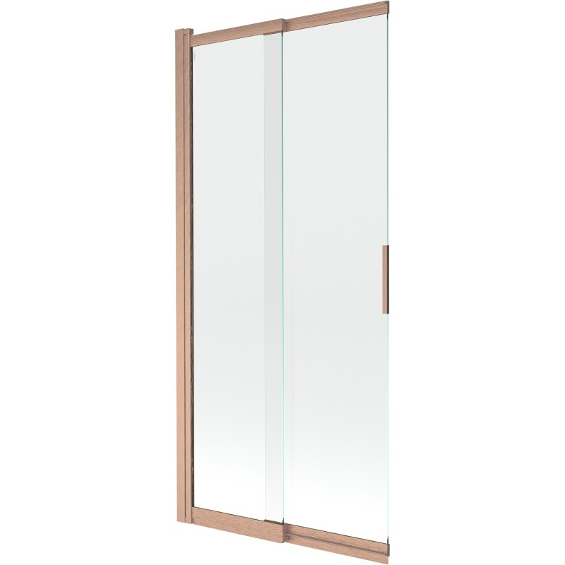 Mexen Fox vanová zástěna, 2-dílná posuvná 85 x 150 cm, transparentní, kartáčovaná měď - 891-085-002-65-00