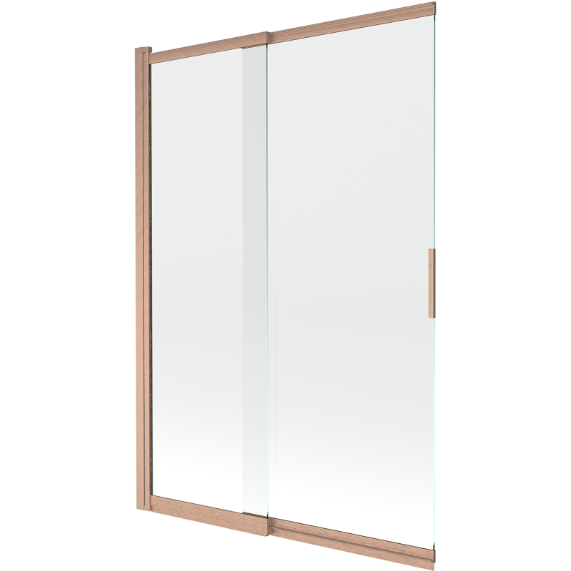 Mexen Fox vanová zástěna 2-křídlová posuvná 120 x 150 cm, transparentní, kartáčovaná měď - 891-120-002-65-00