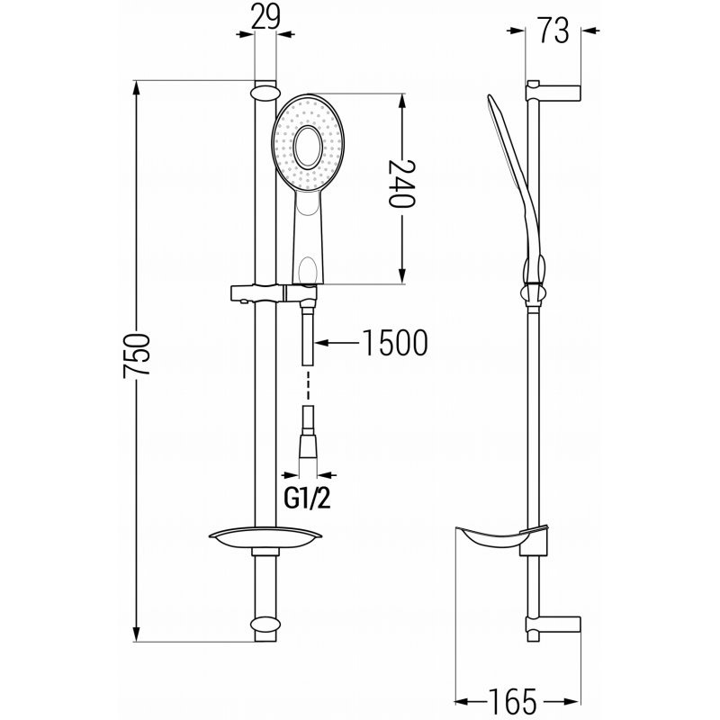 Mexen DB73 posuvná sprchová sada, chrom - 785734584-02