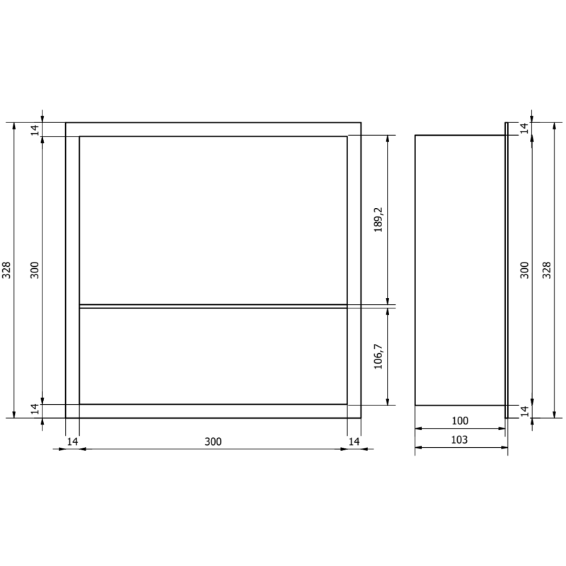 Mexen X-Wall-R nástěnná police s límcem a policí 30 x 30 cm, kartáčovaná gun grey - 19E0303010S