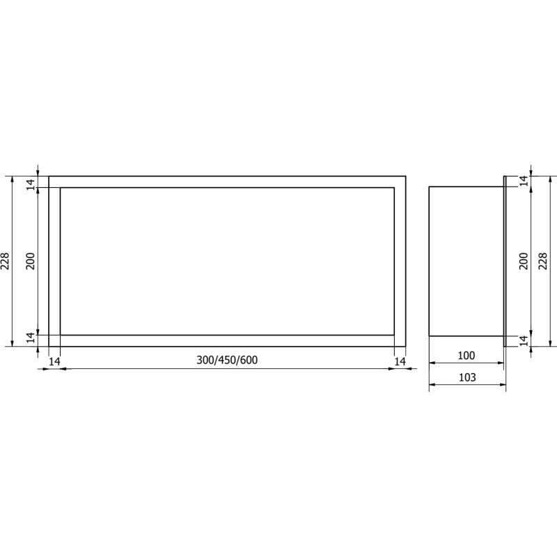 Mexen X-Wall-R nástěnná polička s límcem 60 x 20 cm, kartáčovaná měď - 19C0602010