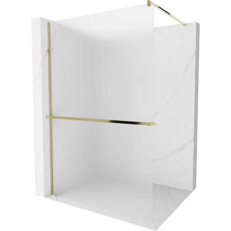 Mexen Kioto+ sprchová stěna s policí Walk-in 90 x 200 cm, námraza, zlatá - 800-090-121-50-30