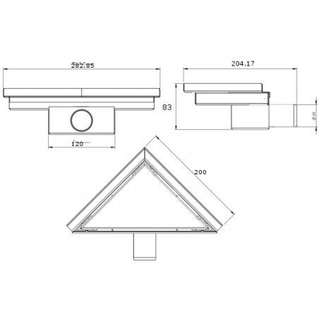 Mexen Flat-T M13 trojúhelníková podlahová vpust 20 x 20 cm, zlatá kartáčovaná - 1A10320