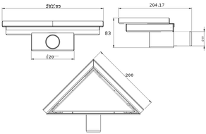 Mexen Flat-T M13 trojúhelníková podlahová vpust 20 x 20 cm, zlatá kartáčovaná - 1A10320