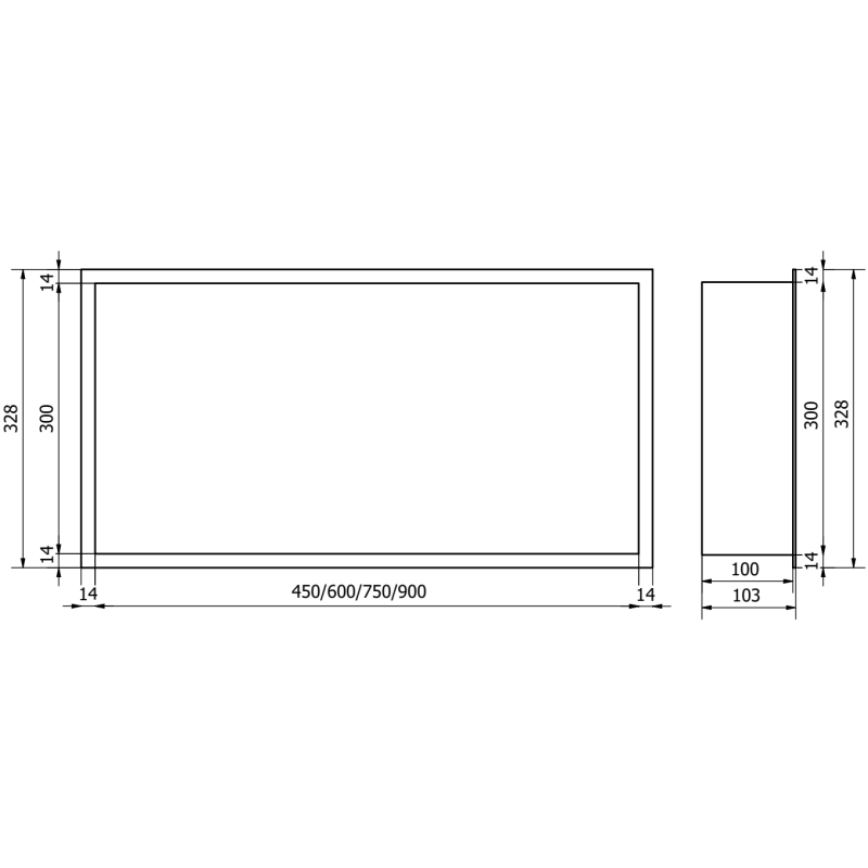 Mexen X-Wall-R nástěnná police s límcem 75 x 30 cm, kartáčovaná měď - 19C0753010