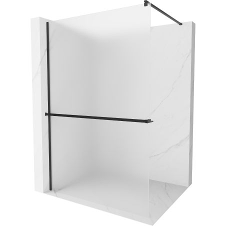 Mexen Kioto+ sprchová stěna s poličkou Walk-in 110 x 200 cm, matné sklo, černá - 800-110-121-70-30