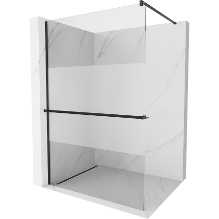 Mexen Kioto+ sprchová stěna s policí Walk-in 90 x 200 cm, transparentní/matná, černá - 800-090-121-70-35