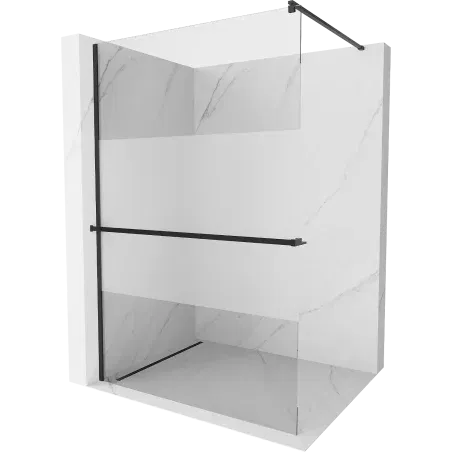 Mexen Kioto+ sprchová stěna s poličkou Walk-in 110 x 200 cm, průhledná/matná, černá - 800-110-121-70-35