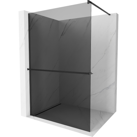 Mexen Kioto+ sprchová stěna s poličkou Walk-in 120 x 200 cm, grafit, černá - 800-120-121-70-40