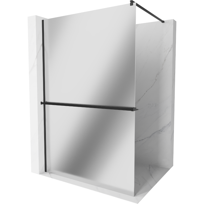 Mexen Kioto+ sprchová zástěna s policí Walk-in 90 x 200 cm, zrcadlo, černá - 800-090-121-70-50