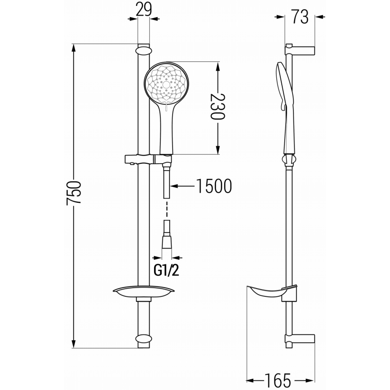 Mexen DB74 sada posuvné sprchy, chrom - 785744584-00