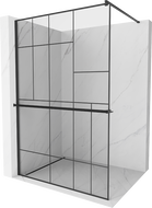 Mexen Kioto+ sprchová stěna s poličkou Walk-in 70 x 200 cm, černý vzor, černá - 800-070-121-70-78