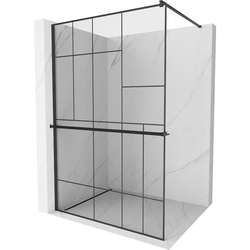 Mexen Kioto+ sprchová stěna s poličkou Walk-in 80 x 200 cm, černý vzor, černá - 800-080-121-70-78