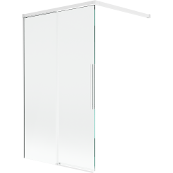Mexen Rox vanová zástěna dvoukřídlová rozkládací 100 x 150 cm, transparentní, bílá - 8C9-100-003-20-00
