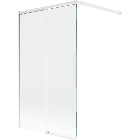 Mexen Rox vanová zástěna dvoukřídlová rozkládací 100 x 150 cm, transparentní, bílá - 8C9-100-003-20-00