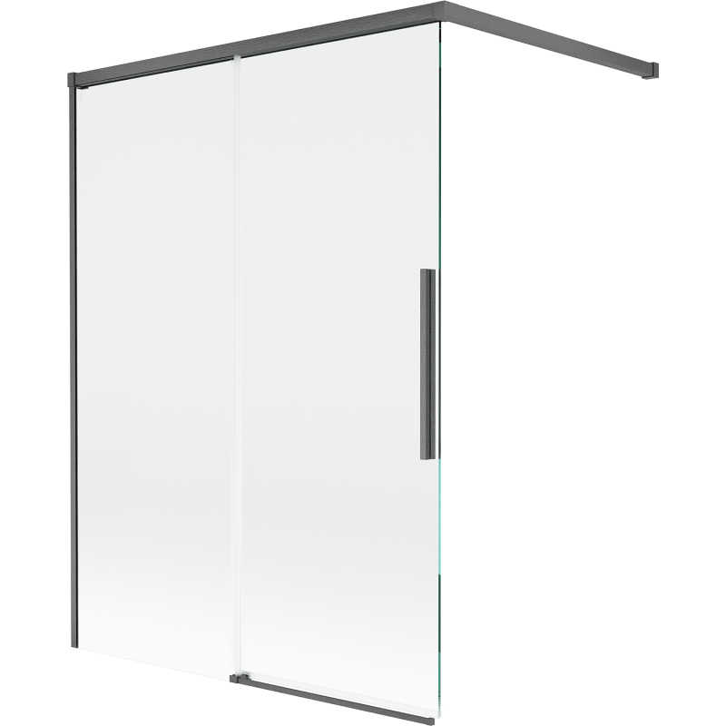 Mexen Rox dvoukřídlá rozkládací vanová zástěna 120 x 150 cm, transparentní, kartáčovaná šedá zbraň -