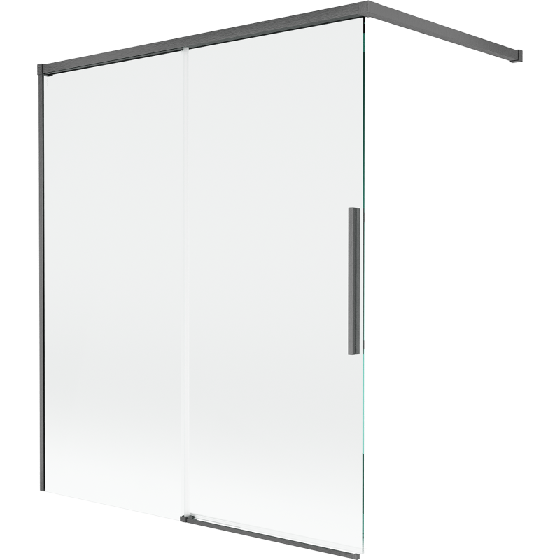 Mexen Rox vanová zástěna dvoudílná posuvná 140 x 150 cm, transparentní, kartáčovaná gun gray - 8C9-140-003-66-00