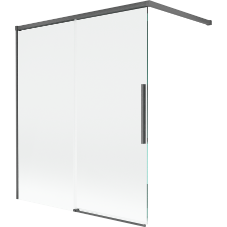 Mexen Rox vanová zástěna dvoudílná posuvná 140 x 150 cm, transparentní, kartáčovaná gun gray - 8C9-140-003-66-00