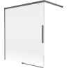 Mexen Rox vanová zástěna dvoudílná posuvná 140 x 150 cm, transparentní, kartáčovaná gun gray - 8C9-140-003-66-00