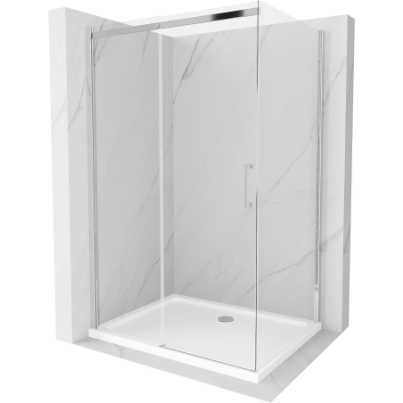 Mexen Omega posuvná sprchová kabina 120 x 70 cm, transparentní, chrom + Flat sprchová vanička - 825-120-070-01-00-4010