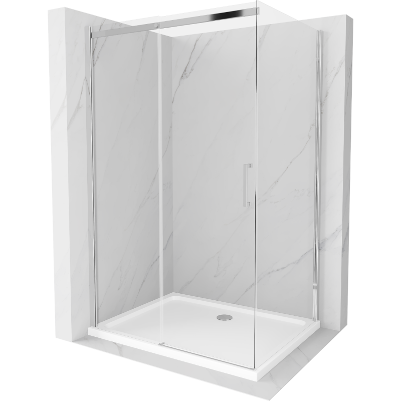 Mexen Omega sprchový kout posuvný 120 x 80 cm, transparentní, chrom + vanička Flat - 825-120-080-01-00-4010