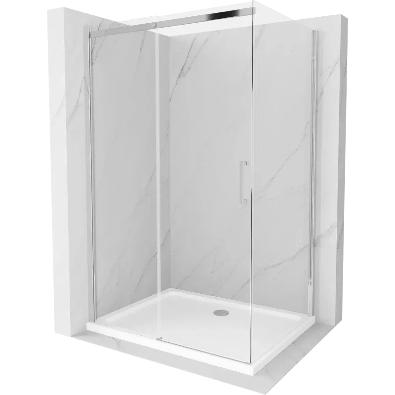 Mexen Omega posuvná sprchová kabina 120 x 90 cm, průhledná, chrom + vanička Flat - 825-120-090-01-00-4010