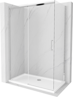 Mexen Omega posuvná sprchová kabina 130 x 70 cm, transparentní, chrom + vanička Flat - 825-130-070-01-00-4010