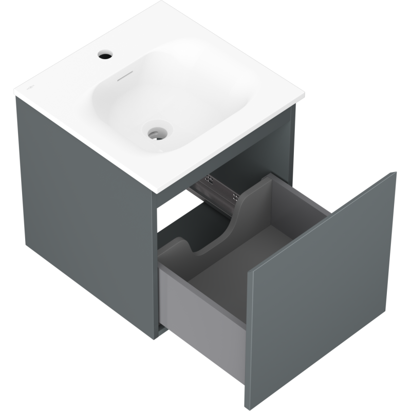 Mexen Orio koupelnová skříňka 45 cm s umyvadlem Vela, 1 zásuvka, grafit mat/bílá mat - 91A10-04547-1-BF66-W23M01