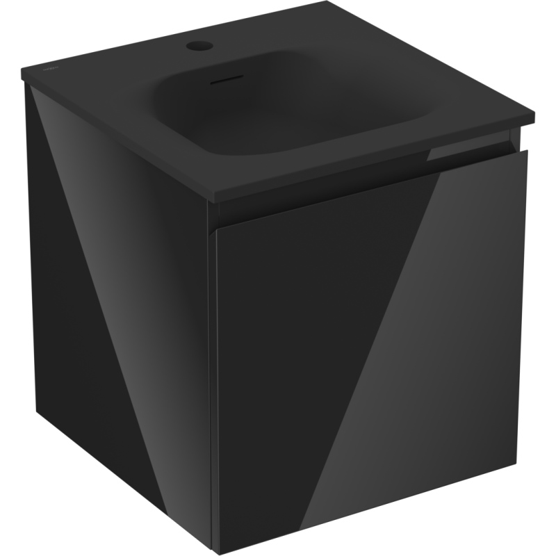 Mexen Orio koupelnová skříňka 45 cm s umyvadlem Vela, 1 zásuvka, černý lesk/černý mat - 91A10-04547-1-BF70-W23M71