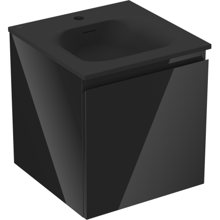 Mexen Orio koupelnová skříňka 45 cm s umyvadlem Vela, 1 zásuvka, černý lesk/černý mat - 91A10-04547-1-BF70-W23M71