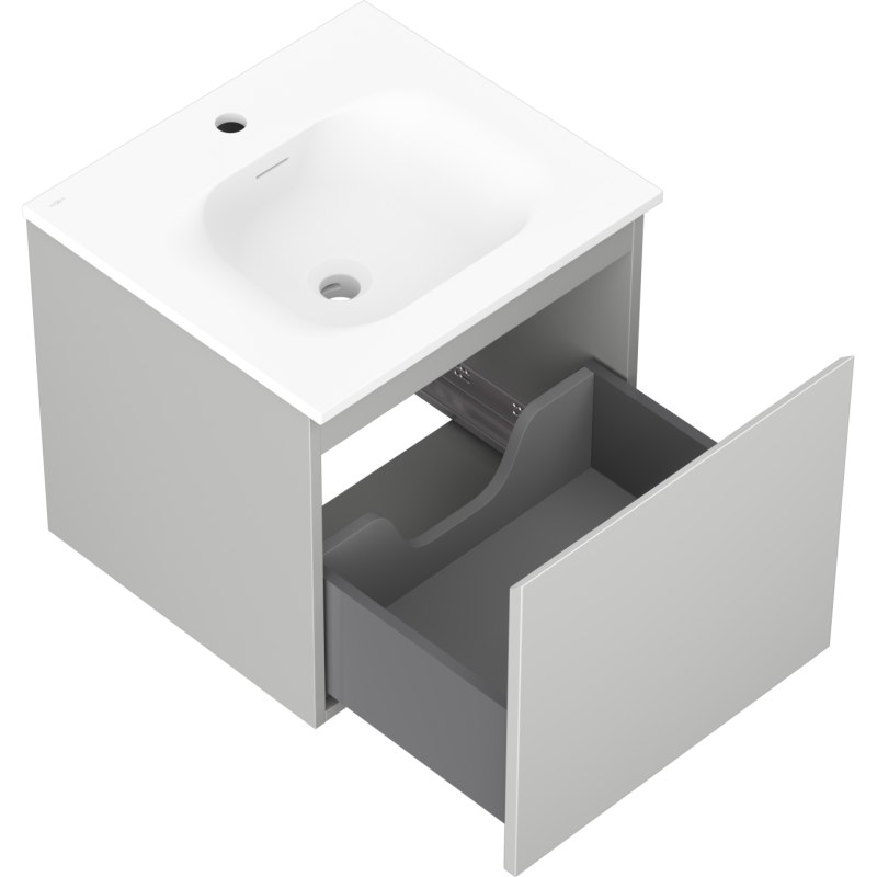 Mexen Orio koupelnová skříňka 50 cm s umyvadlem Vela, 1 zásuvka, šedá matná/bílá matná - 91A10-05047-1-BF62-W23M01