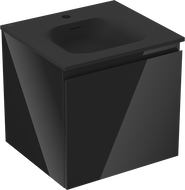 Mexen Orio koupelnová skříňka 50 cm s umyvadlem Vela, 1 zásuvka, černý lesk/černý mat - 91A10-05047-1-BF70-W23M71