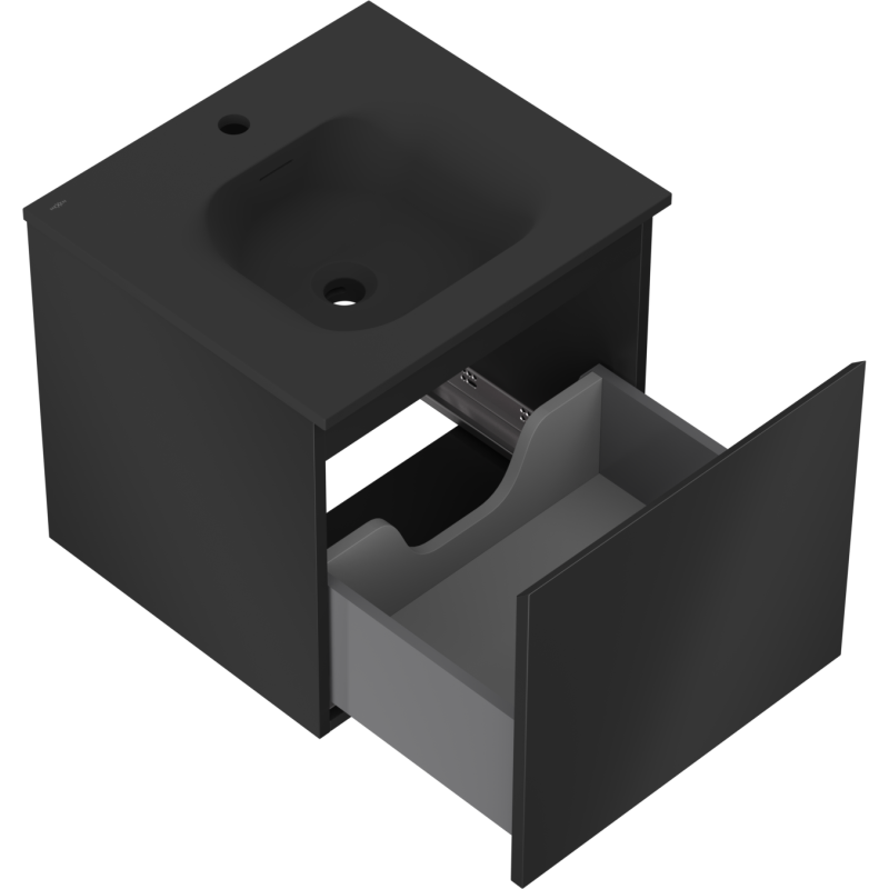 Mexen Orio koupelnová skříňka 50 cm s umyvadlem Vela, 1 zásuvka, černá mat - 91A10-05047-1-BF71-W23M71