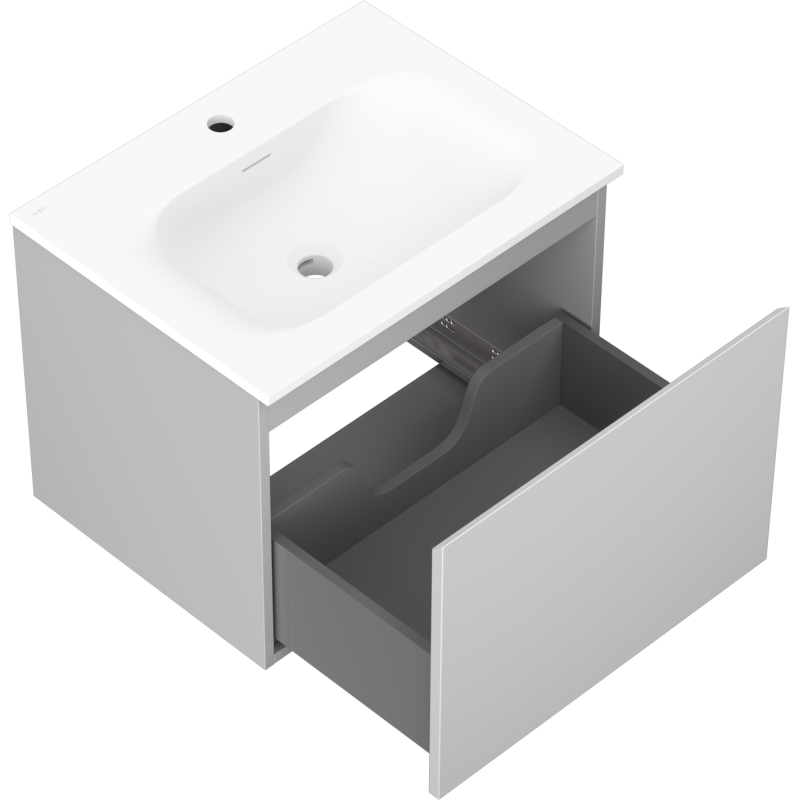 Mexen Orio koupelnová skříňka 60 cm s umyvadlem Vela, 1 zásuvka, šedá matná/bílá matná - 91A10-06047-1-BF62-W23M01