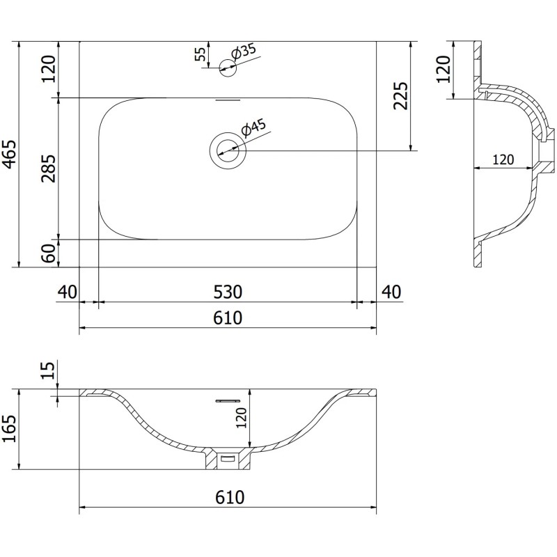 Mexen Orio koupelnová skříňka 60 cm s umyvadlem Vela, 1 zásuvka, šedá matná/bílá matná - 91A10-06047-1-BF62-W23M01