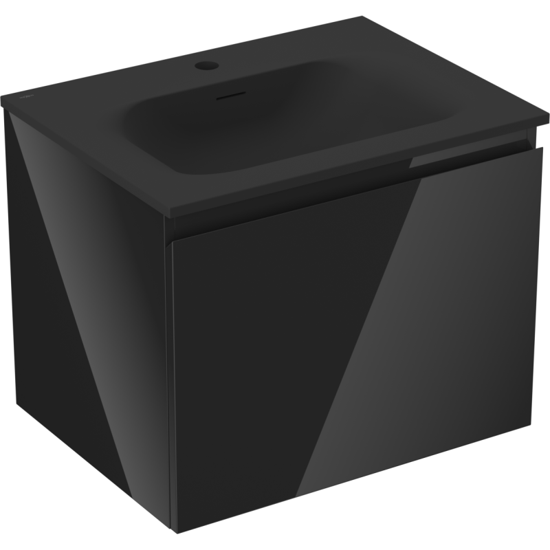 Mexen Orio koupelnová skříňka 60 cm s umyvadlem Vela, 1 šuplík, černý lesk/černý mat - 91A10-06047-1-BF70-W23M71