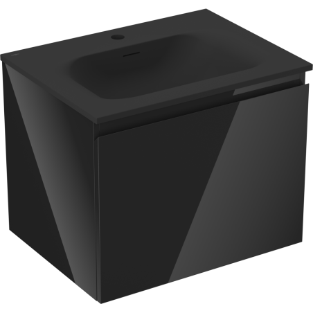 Mexen Orio koupelnová skříňka 60 cm s umyvadlem Vela, 1 šuplík, černý lesk/černý mat - 91A10-06047-1-BF70-W23M71
