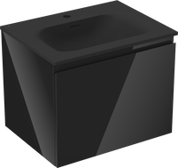 Mexen Orio koupelnová skříňka 60 cm s umyvadlem Vela, 1 šuplík, černý lesk/černý mat - 91A10-06047-1-BF70-W23M71