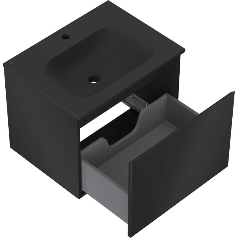 Mexen Orio koupelnová skříňka 60 cm s umyvadlem Vela, 1 zásuvka, černá mat - 91A10-06047-1-BF71-W23M71