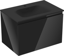 Mexen Orio koupelnová skříňka 70 cm s umyvadlem Vela, 1 zásuvka, černý lesk/černý mat - 91A10-07047-1-BF70-W23M71