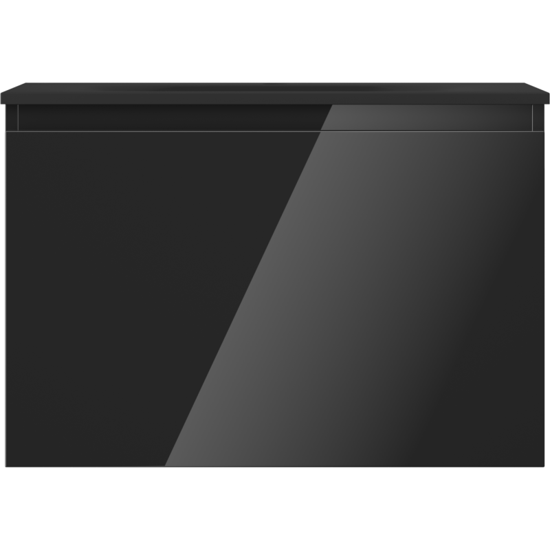 Mexen Orio koupelnová skříňka 70 cm s umyvadlem Vela, 1 zásuvka, černý lesk/černý mat - 91A10-07047-1-BF70-W23M71