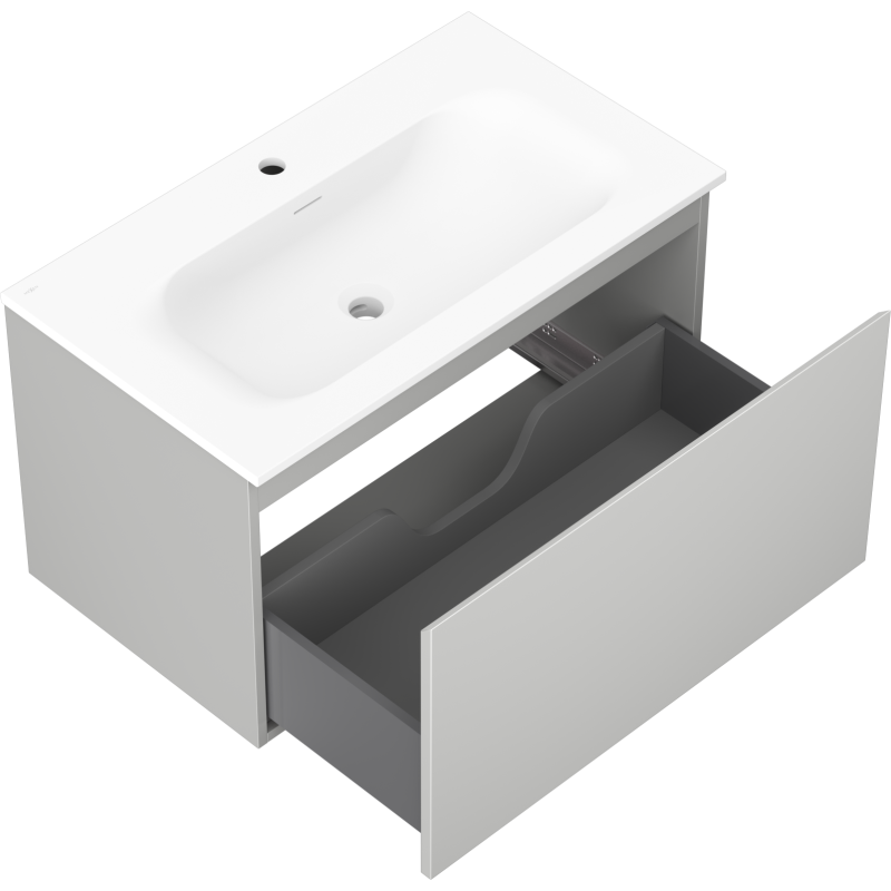 Mexen Orio koupelnová skříňka 80 cm s umyvadlem Vela, 1 zásuvka, šedá mat/bílá mat - 91A10-08047-1-BF62-W23M01