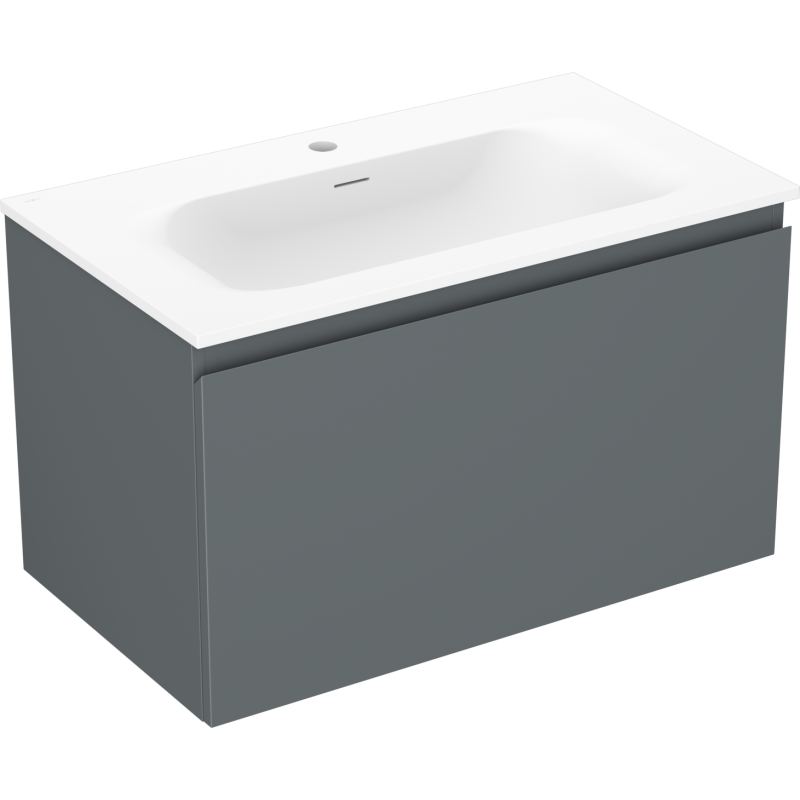 Mexen Orio koupelnová skříňka 80 cm s umyvadlem Vela, 1 zásuvka, grafit mat/bílá mat - 91A10-08047-1-BF66-W23M01