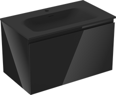 Mexen Orio koupelnová skříňka 80 cm s umyvadlem Vela, 1 zásuvka, černý lesk/černý mat - 91A10-08047-1-BF70-W23M71